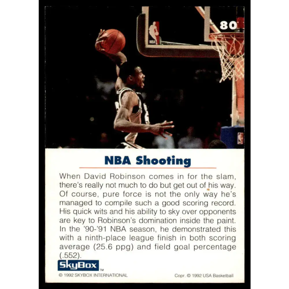 1992 SkyBox USA #80 David Robinson NM/MT USA Basketball Card - Basketball Card Single