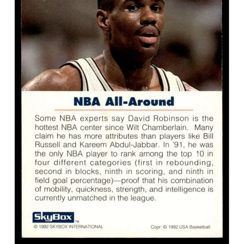 1992 SkyBox USA #81 David Robinson NM/MT USA Basketball Card - Basketball Card Single