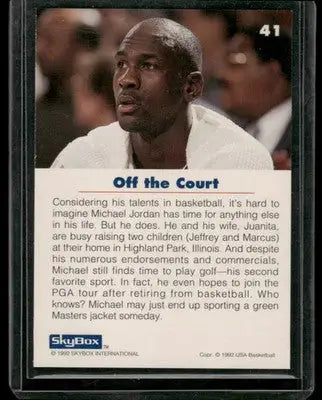 1992 SkyBox USA Basketball Michael Jordan #41 Basketball - Basketball Card Single