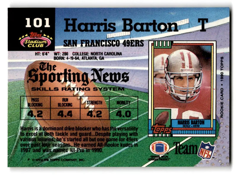 1992 Stadium Club #101 Harris Barton - Football Card Single