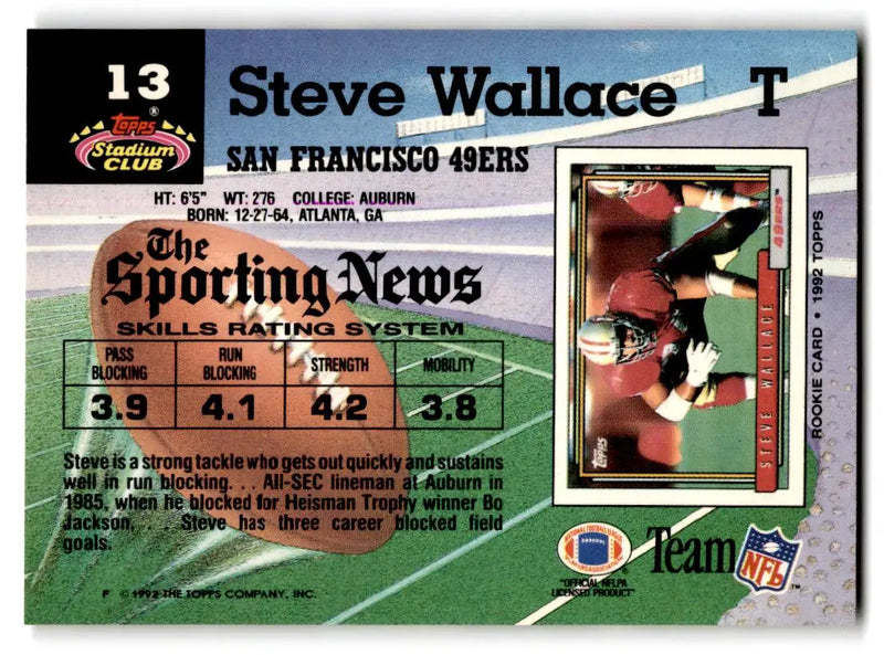 1992 Stadium Club #13 Steve Wallace - Football Card Single