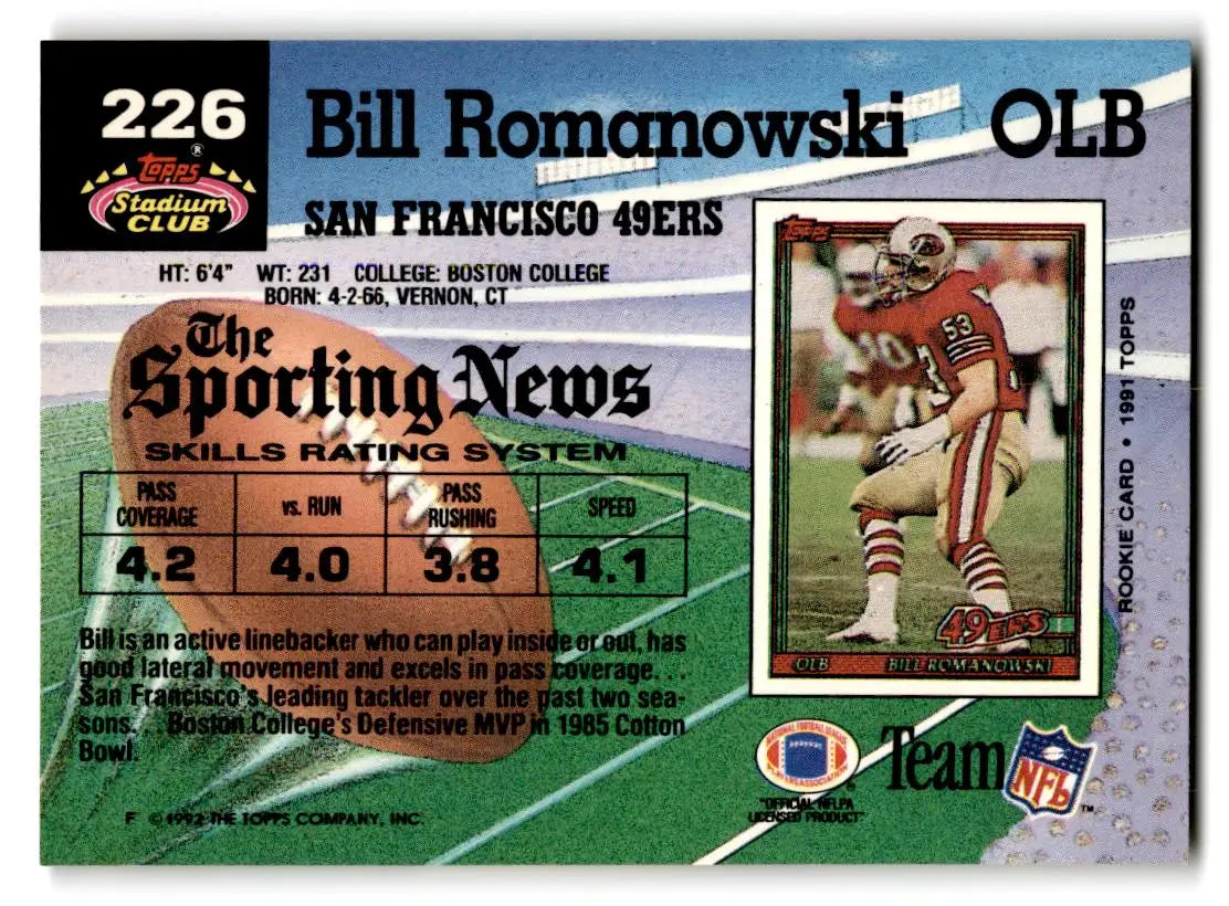 1992 Stadium Club #226 Bill Romanowski - Football Card Single