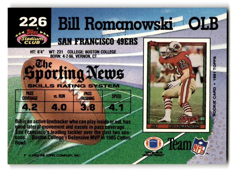 1992 Stadium Club #226 Bill Romanowski - Football Card Single