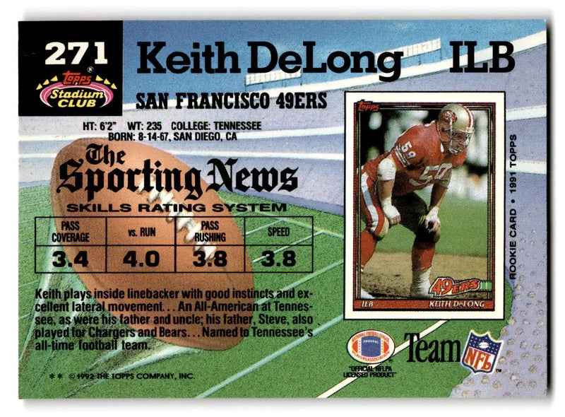 1992 Stadium Club #271 Keith DeLong - Football Card Single