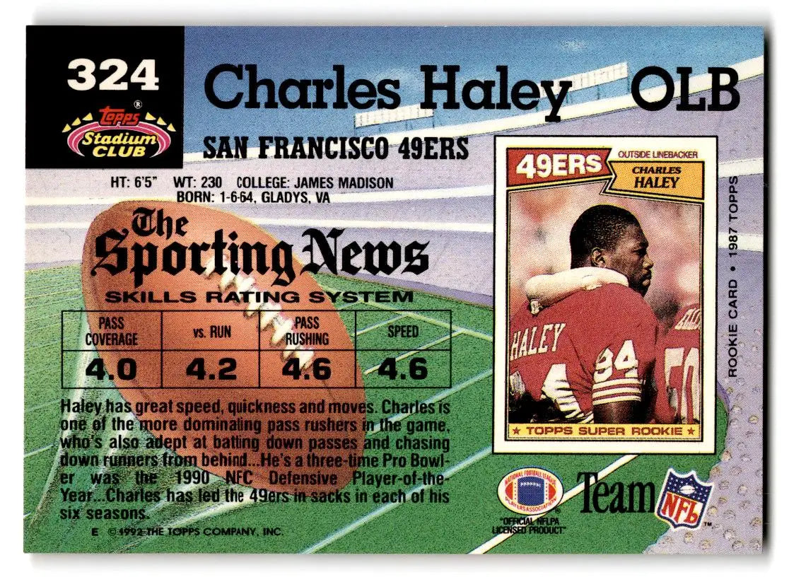 1992 Stadium Club #324 Charles Haley - Football Card Single