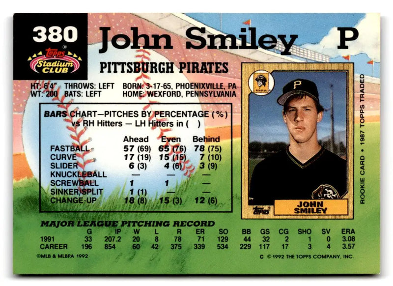1992 Stadium Club #380 John Smiley - Baseball Card Single