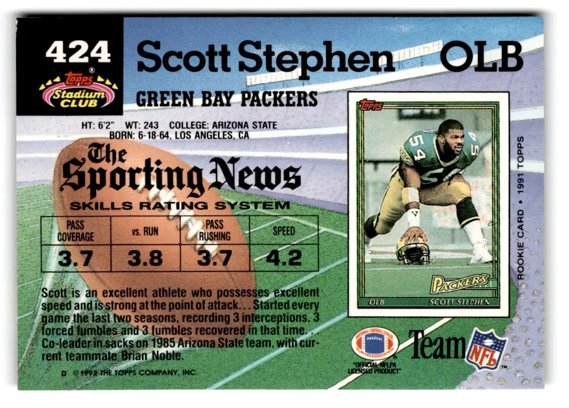 1992 Stadium Club #424 Scott Stephen - Football Card Single