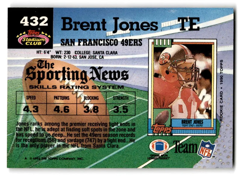 1992 Stadium Club #432 Brent Jones - Football Card Single