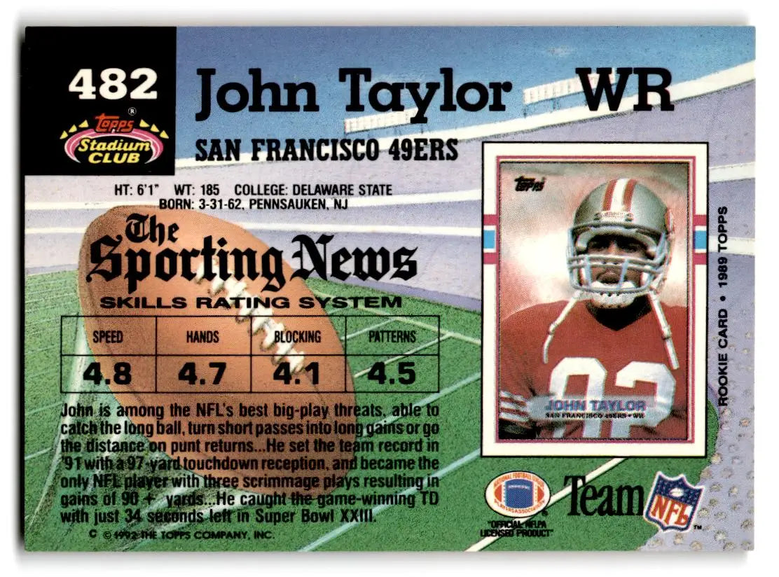 1992 Stadium Club #482 John Taylor - Football Card Single