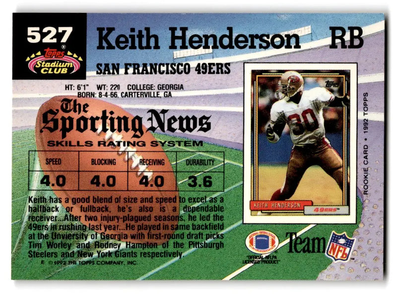 1992 Stadium Club #527 Keith Henderson - Football Card Single