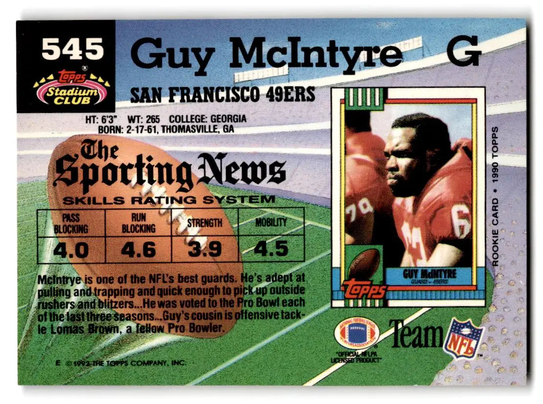 1992 Stadium Club #545 Guy McIntyre - Football Card Single