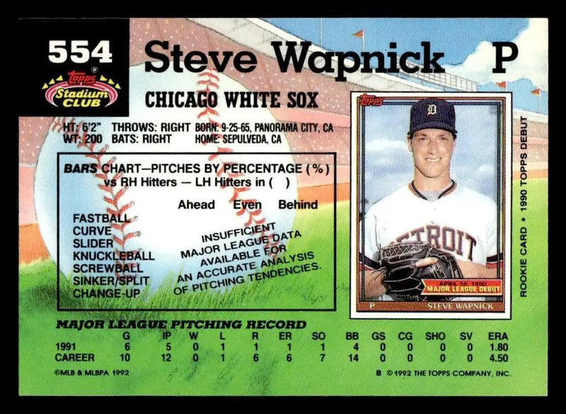 1992 Stadium Club #554 Steve Wapnick - Baseball Card Single