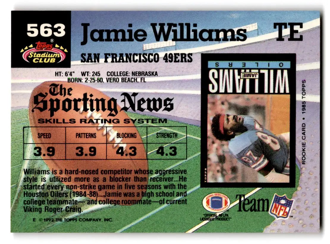1992 Stadium Club #563 Jamie Williams - Football Card Single