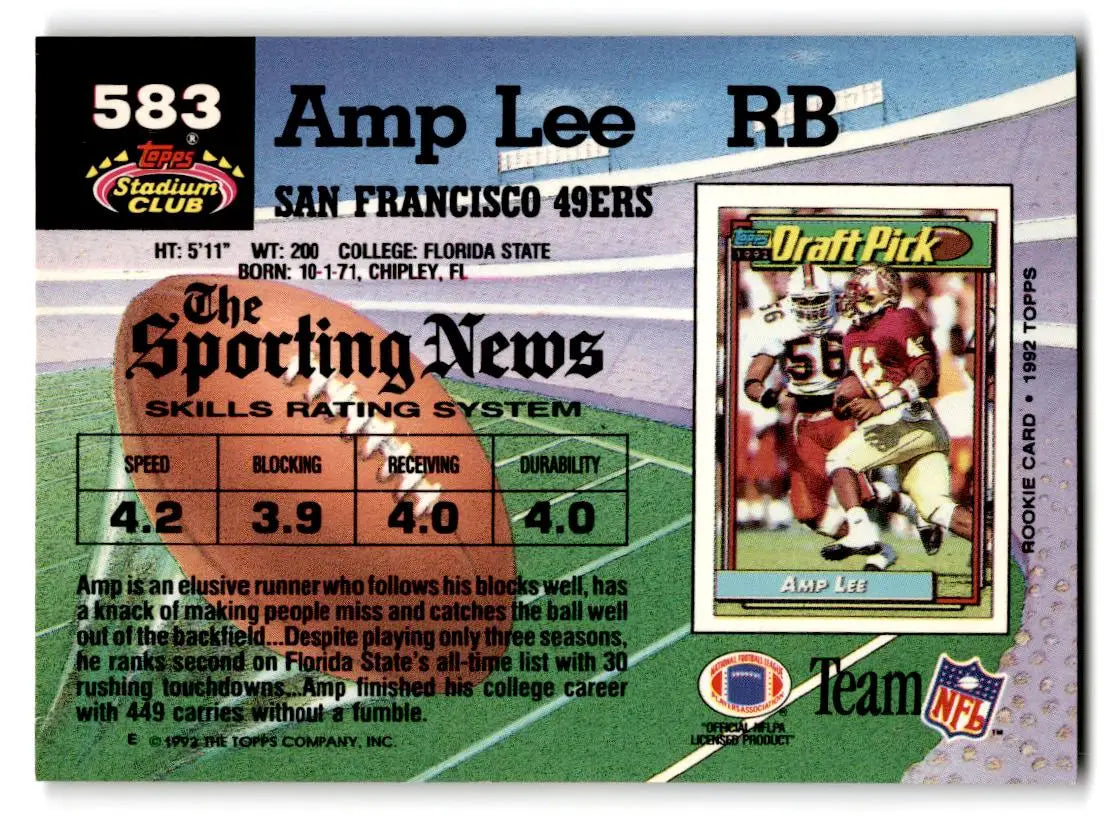 1992 Stadium Club #583 Amp Lee - Football Card Single