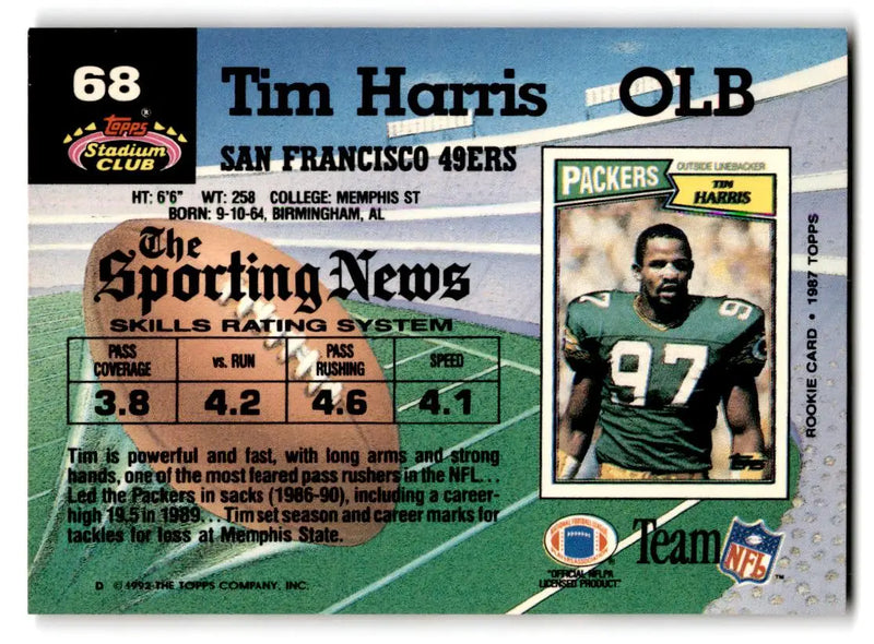 1992 Stadium Club #68 Tim Harris - Football Card Single