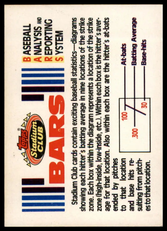 1992 Stadium Club BARS Description NNO NM - Baseball Card Single