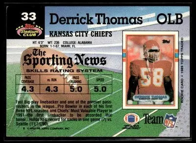 1992 Stadium Club Derrick Thomas #33 Kansas City Chiefs - Football Card Single