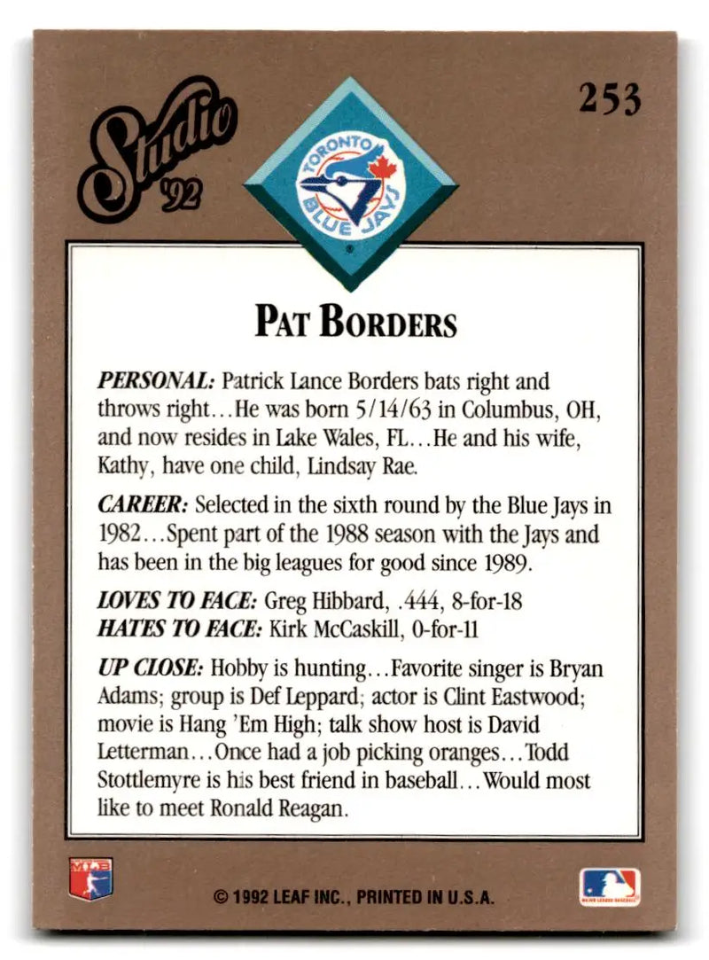1992 Studio #253 Pat Borders - Baseball Card Single