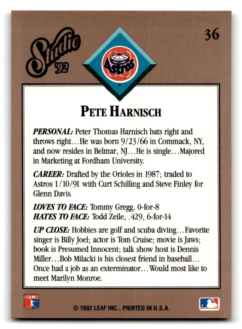 1992 Studio #36 Pete Harnisch - Baseball Card Single