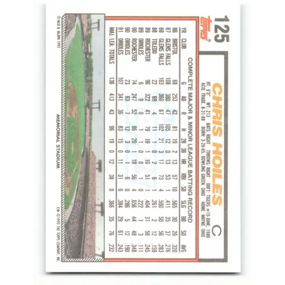 1992 Topps #125 Chris Hoiles EX Excellent Baltimore Orioles Baseball Card - Baseball Card