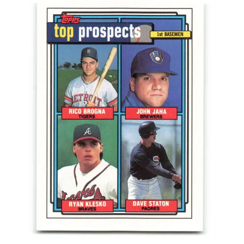 1992 Topps #126 Rico Brogna/John Jaha/Ryan Klesko/Dave Staton NM-MT RC Rookie Detroit Tigers/Milwaukee Brewers/Atlanta