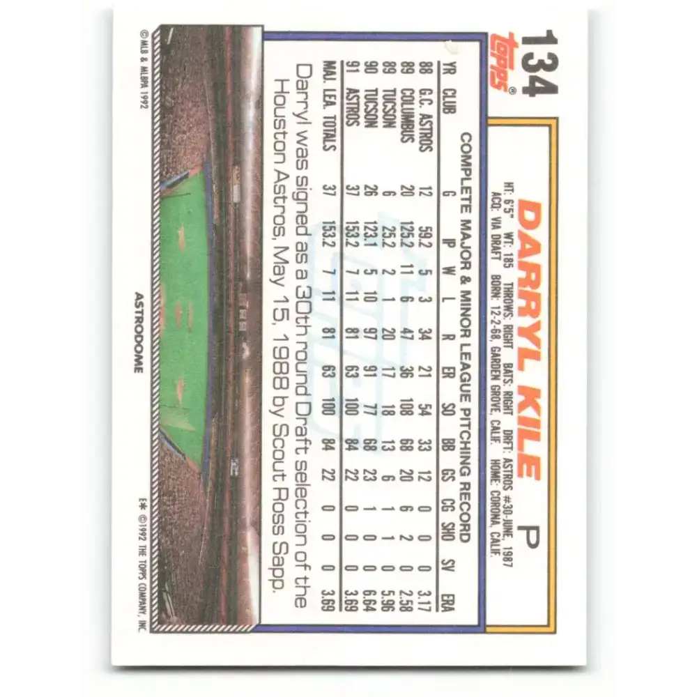 1992 Topps #134 Darryl Kile NM-MT Houston Astros Baseball Card
