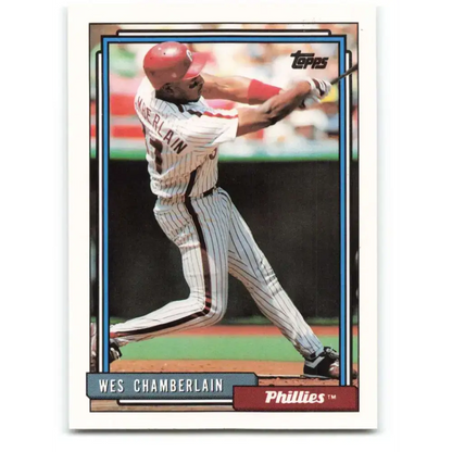 1992 Topps #14 Wes Chamberlain EX Excellent Philadelphia Phillies Baseball Card - Baseball Card