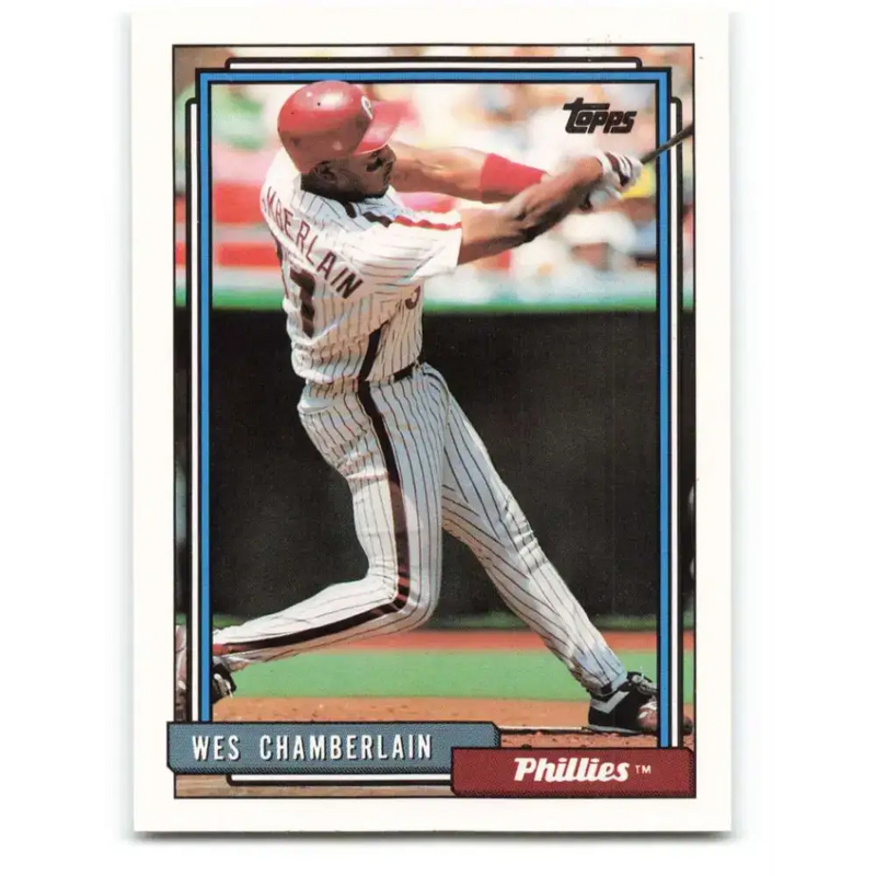 1992 Topps #14 Wes Chamberlain EX Excellent Philadelphia Phillies Baseball Card - Baseball Card Single