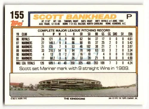 1992 Topps #155 Scott Bankhead Seattle Mariners Baseball Cards EX/NM ID:55809 - Baseball Card Single