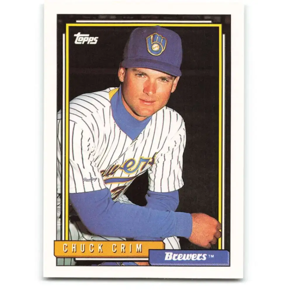 1992 Topps #169 Chuck Crim NM-MT Milwaukee Brewers Baseball Card - Baseball Card Single