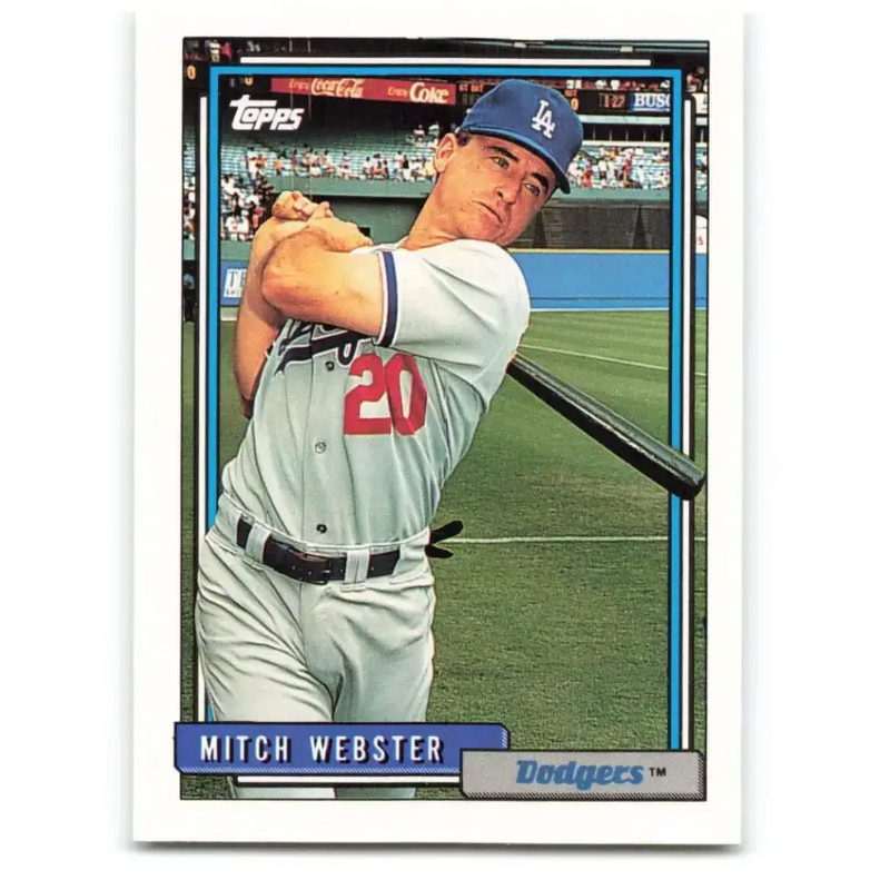 1992 Topps #233 Mitch Webster NM-MT Los Angeles Dodgers Baseball Card - Baseball Card Single