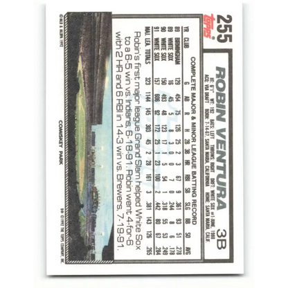 1992 Topps #255 Robin Ventura EX Excellent Chicago White Sox Baseball Card - Baseball Card