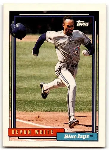 Original gloss Devon White baseball card from 1992 Topps featuring Blue Jays ID 43503