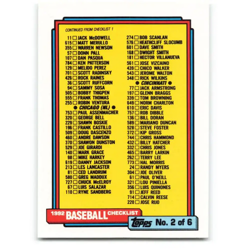 1992 Topps #264 Checklist 133-264 NM-MT Baseball Card