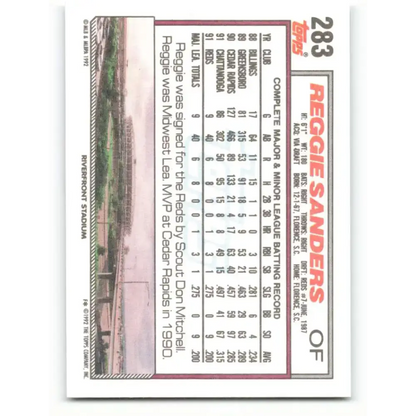 1992 Topps #283 Reggie Sanders EX Excellent Cincinnati Reds Baseball Card - Baseball Card