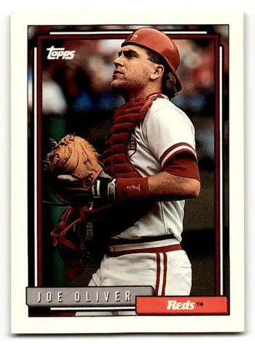 Joe Oliver Cincinnati Reds baseball card with original gloss from 1992 Topps series
