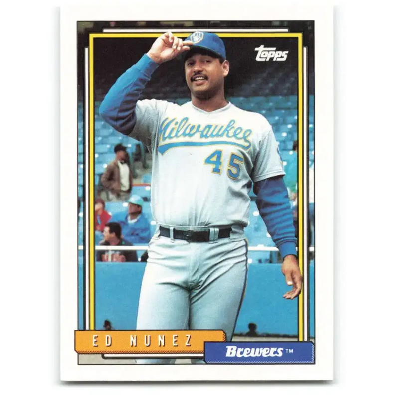 1992 Topps #352 Edwin Nunez NM-MT Milwaukee Brewers Baseball Card - Baseball Card Single