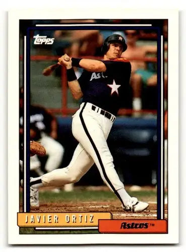 Baseball card of Javier Ortiz Houston Astros with original gloss from 1992 Topps #362