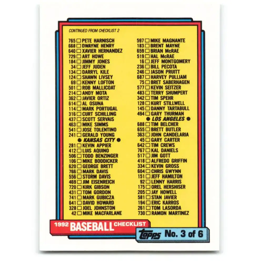 1992 Topps #366 Checklist 265-396 NM-MT Baseball Card - Baseball Card Single
