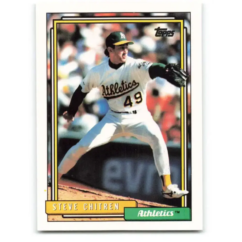 1992 Topps #379 Steve Chitren NM-MT Oakland Athletics Baseball Card - Baseball Card Single
