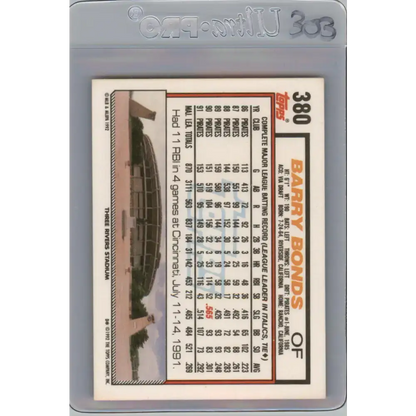 1992 Topps #380 Barry Bonds EX Excellent Pittsburgh Pirates Baseball Card