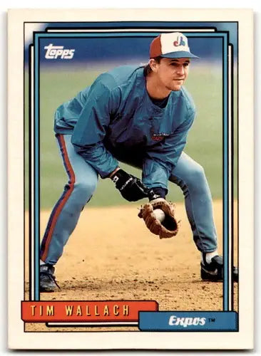 Original gloss Tim Wallach baseball card from 1992 Topps #385 Expos example
