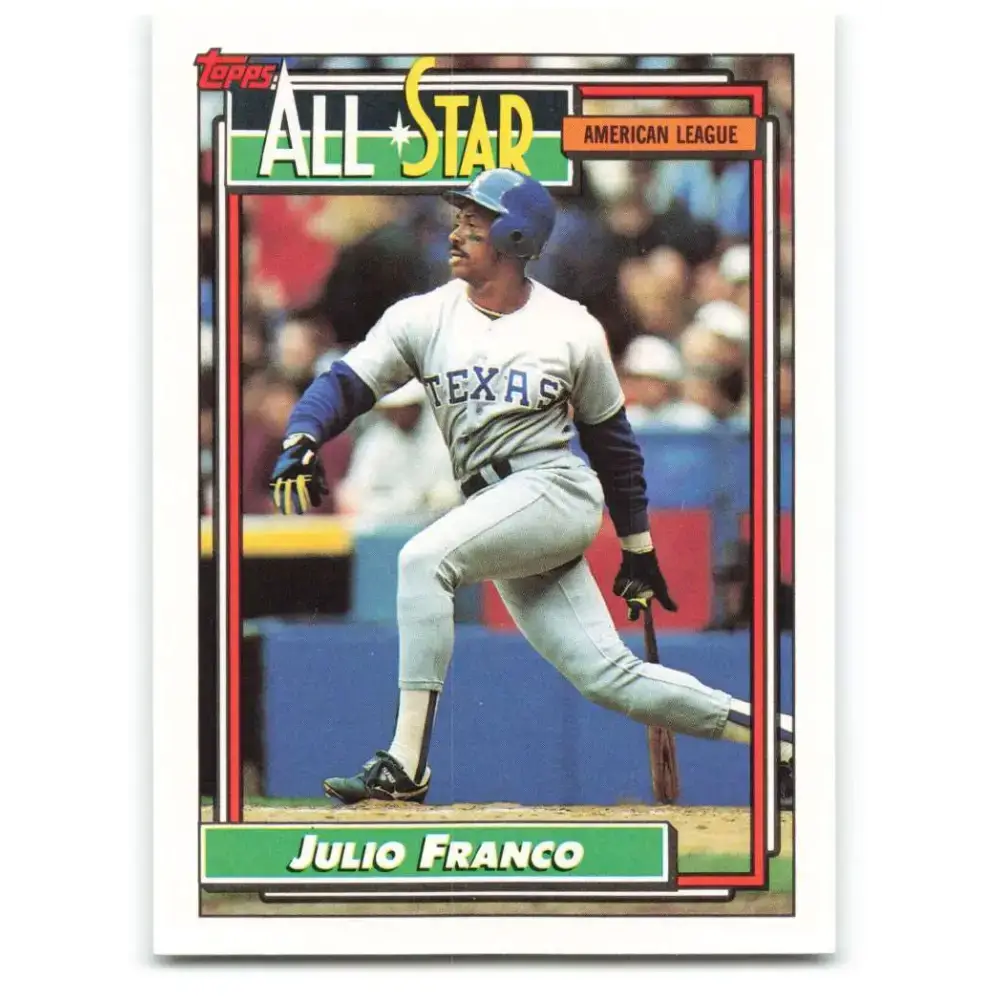1992 Topps #398 Julio Franco NM-MT Texas Rangers Baseball Card - Baseball Card Single