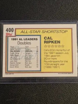 1992 Topps #400 Cal Ripken - Baseball Card Single