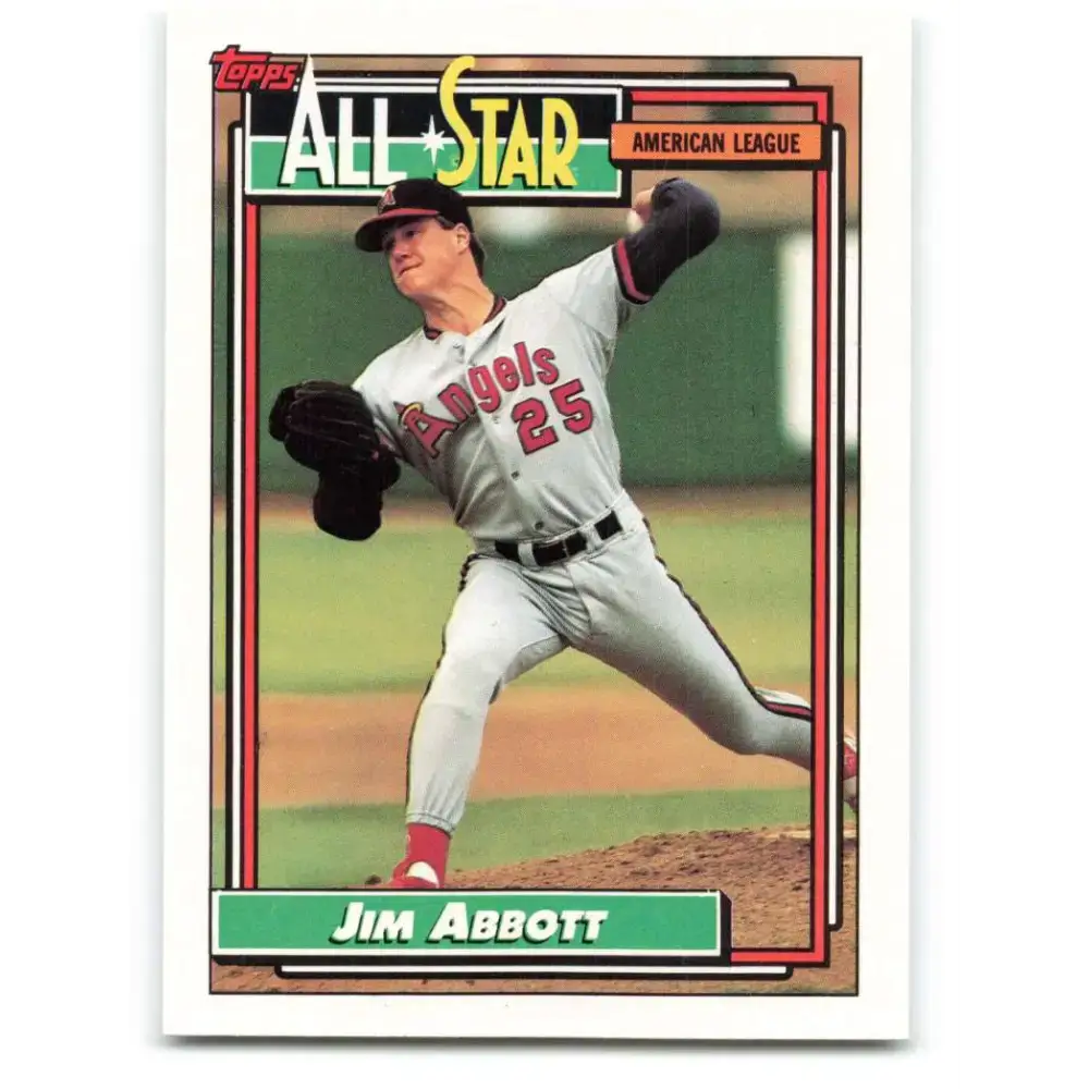 1992 Topps #406 Jim Abbott NM-MT California Angels Baseball Card - Baseball Card Single