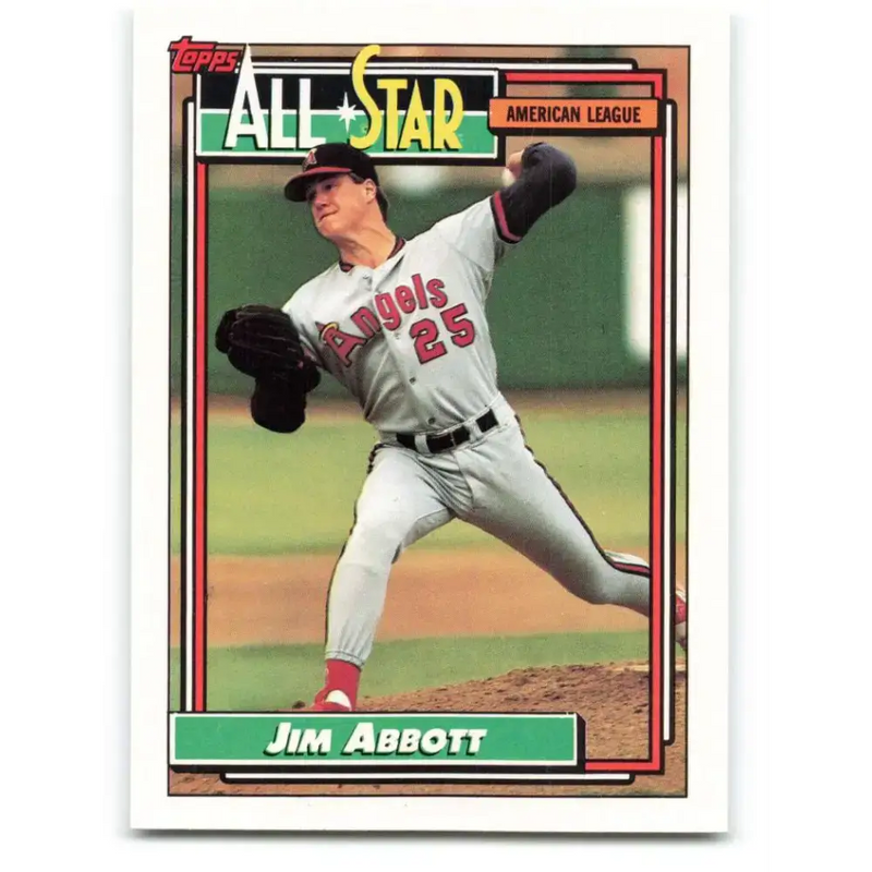 1992 Topps #406 Jim Abbott NM-MT California Angels Baseball Card - Baseball Card Single
