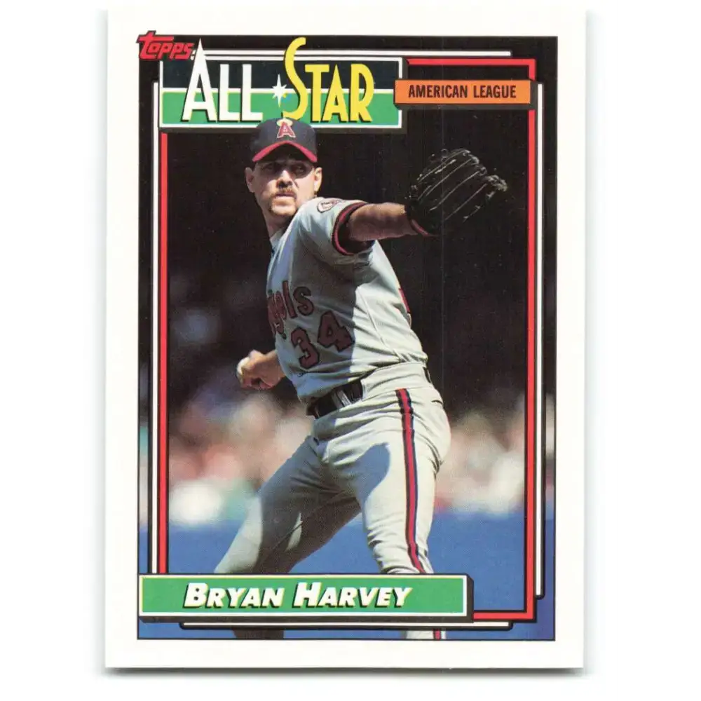 1992 Topps #407 Bryan Harvey NM-MT California Angels Baseball Card - Baseball Card Single