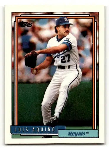 1992 Topps #412 Luis Aquino Kansas City Royals Baseball Cards EX/NM ID:61169 - Baseball Card Single