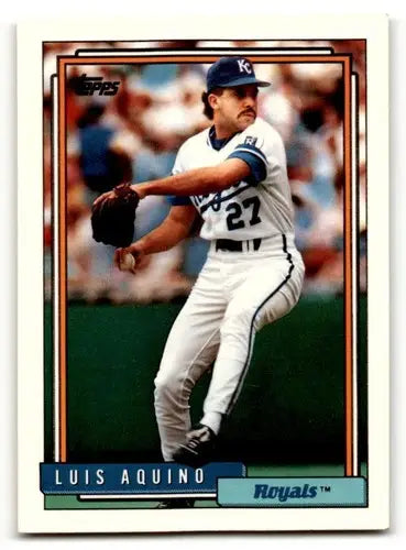1992 Topps #412 Luis Aquino Kansas City Royals Baseball Cards EX/NM ID:55807 - Baseball Card Single