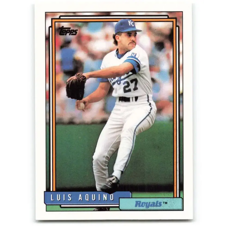 1992 Topps #412 Luis Aquino NM-MT Kansas City Royals Baseball Card - Baseball Card Single